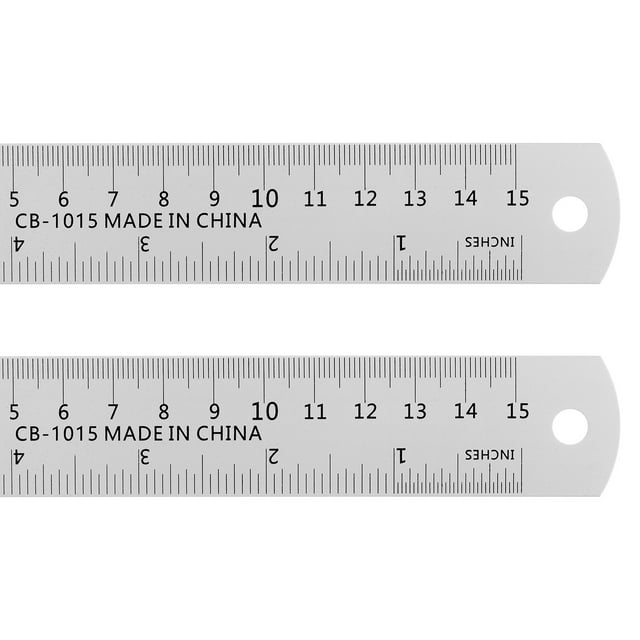 Unique Bargains Règle en Acier 15cm 6 Pouces Aluminium avec Table de Conversion, 2 Pcs