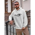 thumbnail image 2 of Haddock Fish Sketch Hoodie Men -Image by Shutterstock, Male 3X-Large, 2 of 4