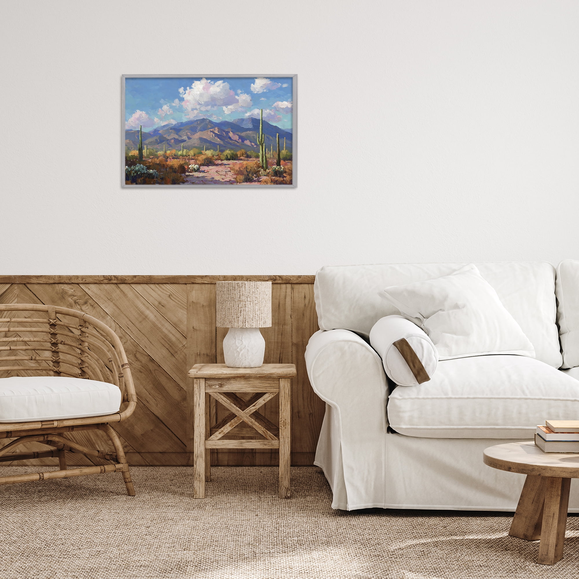 Stupell Industries Desert Mountains at Sunset Glow Gray Framed Giclee Art, design by Gina Kelly