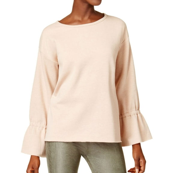 Kensie Womens Tie Sleeve Knit Sweater, Beige, X-Small