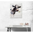thumbnail image 2 of HFDF Country Farmhouse Cute Cow Canvas Wall Art Watercolor Animal Cow with Daisy Flower on Vtage Wood Canvas Wall Decor for Livg Room Bedroom Bathroom Home Decor Ready to Hang, 20x24inch Framed, 2 of 5
