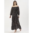 thumbnail image 5 of DressBerry Women’s Printed Poly Georgette Off-Shoulder Long Balloon Sleeves Ankle Length Tiered Hem Light Weighted Casual&nbsp;Summerwear Beachwear Partywear All Purpose One Piece Dress, 5 of 7