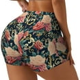 thumbnail image 2 of Sigee Rose Flowers Print Women's High Waist Workout Shorts - Squat Proof, Tummy Control, Yoga and Gym Activewear-X-Large, 2 of 9