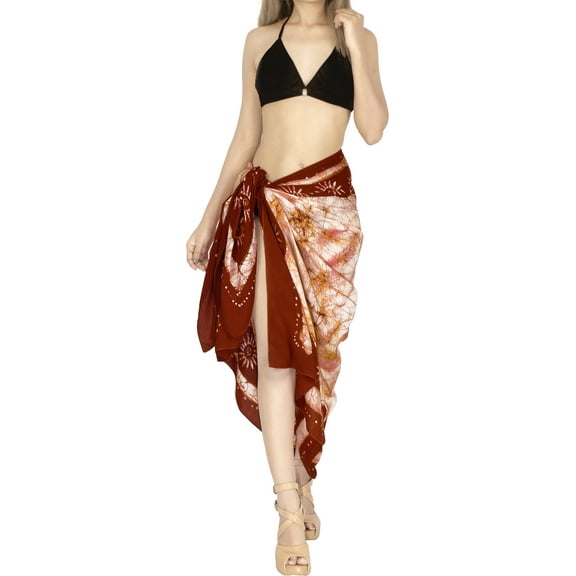 HAPPY BAY Women's Beachwear Summer Batik Swimsuit Bikini Beach Swim Cover up Pareo Wraps Dashiki Sarong Coverups for Swimwear One Size Orange_L195