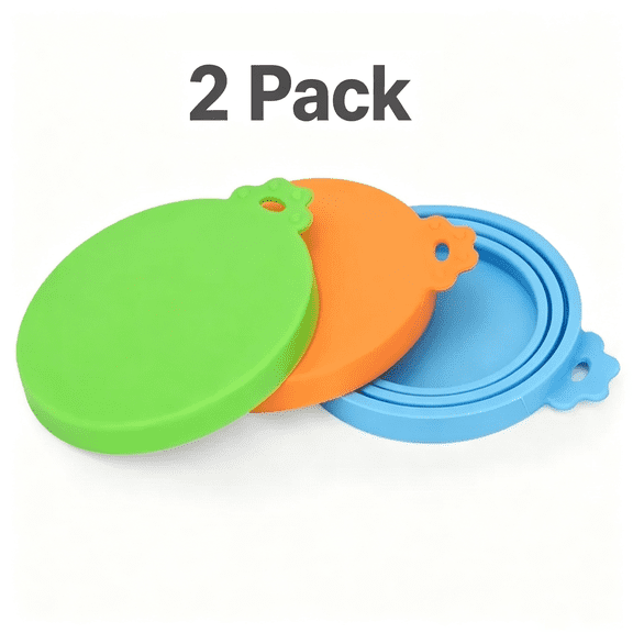 Pet Food Can Lids, Food Grade Silicone Universal Reusable Storage Covers for Dog & Cat Food, 2 Pack