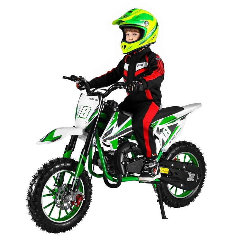 Seipouy 49cc 2-Stroke Dirt Bike, Gas Dirt Bike for Kids, Off Road Mini Motorcycle, Pocket Motorbike with Front Rear Disc Brakes, Racing Max Speed 40KM/H