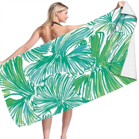 Large Swimming Bath Towel 70x150cm Adult Leaf Print Microfiber Absorbent Towel for Pool Beach and Shower Swimming Pool Leaf Clean