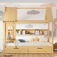 thumbnail image 2 of Bellemave Full Size House Bed with Storage Drawers, Wooden Montessori Bed with Shelves and Fence Rails, Full Bed Frame with Window for Bedroom, No Box Spring Needed,Natural, 2 of 8