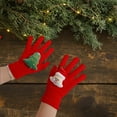 thumbnail image 6 of Oggfader Christmas Plush Gloves for Women & Ki-ds - Winter Warm Cotton Five-Finger Gloves with Reindeer/Tree Patterns, Outdoor Use, 6 of 6