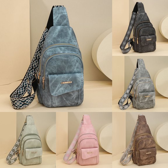 CAIXIA Crossbody Bags For Women Mens Solid Color Large Capacity Zipper Messenger Crossbody Bag, Fashion Pattern Lightweight Practical Shoulder Purse