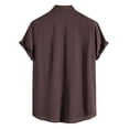thumbnail image 4 of Bcfgryg Male Summer Casual Solid Shirt Tops Short Sleeve Stand Collar Pocket Shirt Men's Linen Shirts Summer, 4 of 5