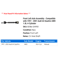 thumbnail image 2 of Front Left Axle Assembly - Compatible with 1997 - 2001 Audi A4 Quattro AWD 1.8L 4-Cylinder 1998 1999 2000, 2 of 2