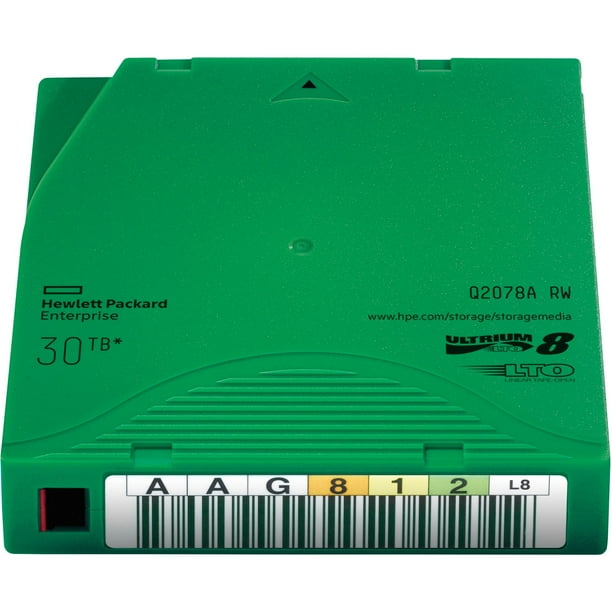 Hpe Rw Data Cartrdge - Lto Ultrium 8 - 12 Tb / 30 Tb - Write-on Labels - Green - For Storeever Lto-8 Ultrium 30750, Lto-8 Ultrium 30750 Taa