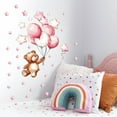 thumbnail image 3 of Wall Stickers Pink Stars Balloons Cute Bear Cartoon Decals Living Room Bedroom Background Decor Vinyl Peel and Stick 21.5"x22.5", 3 of 6