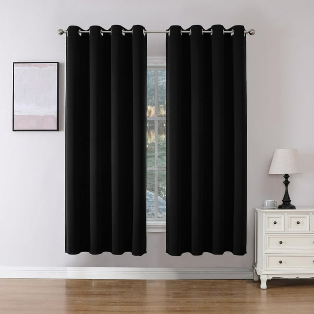 Juego de cortinas Blackout Joydeco de 183 cm de longitud con 2 paneles, color negro