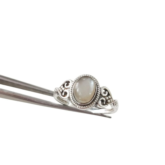 Natural Grey Moonstone Ring, Grey Moonstone Gemstone Ring, June Birthstone, Tiny Bohemian Ring, 925 Sterling Silver, Designer Womens Ring, Christmas Thanksgiving, Handmade Statement Jewelry