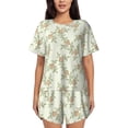thumbnail image 1 of Fotbe Rose Conjunto de Pijama Estampado para Mujer, 2 Piezas, Ropa de Dormir con Camiseta de Manga Corta y Shorts Suaves-Small, 1 of 6