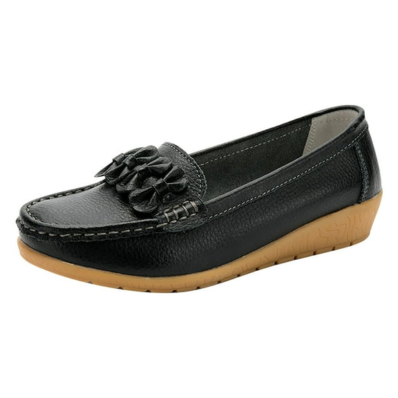 Utoimkio Platform Sandals for Women Women's Summer Casual Single Shoe Cowhide Peas Mom Shoes Cowhide Soled Shoes