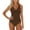 Z-Brown541, variant on Women's One-Piece Swimsuit Solid Color Sleeveless Open Back V-Neck Bandeau Bathing Suit Cozy Female Swimwear