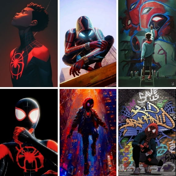 6PCS Anime Spider Theme Bedroom Wall Decoration Posters (8X10 in) Unframed