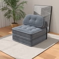 thumbnail image 4 of Convertible Corduroy Lounge Chair, 2-in-1 Chair-to-Bed Sleeper with Full Foam Support, Tufted Upholstered Sofa Bed for Living Room Bedroom Studio, 4 of 12