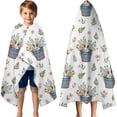 thumbnail image 3 of White Cow Flower Bucket Pattern Hooded Bath Towel，60"x35" for Ages 3 To 12 Kids, Quick Dry Lightweight Soft Microfiber Hood Beach Towel Cover Up for Kids, 3 of 7
