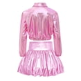 thumbnail image 4 of Miutii Kids Girls Metallic 2 Piece Hip Hop Jazz Dance Outfit Long Sleeve Bomber Jacket Crop Top with Bubble Skirt Pink 14, 4 of 7