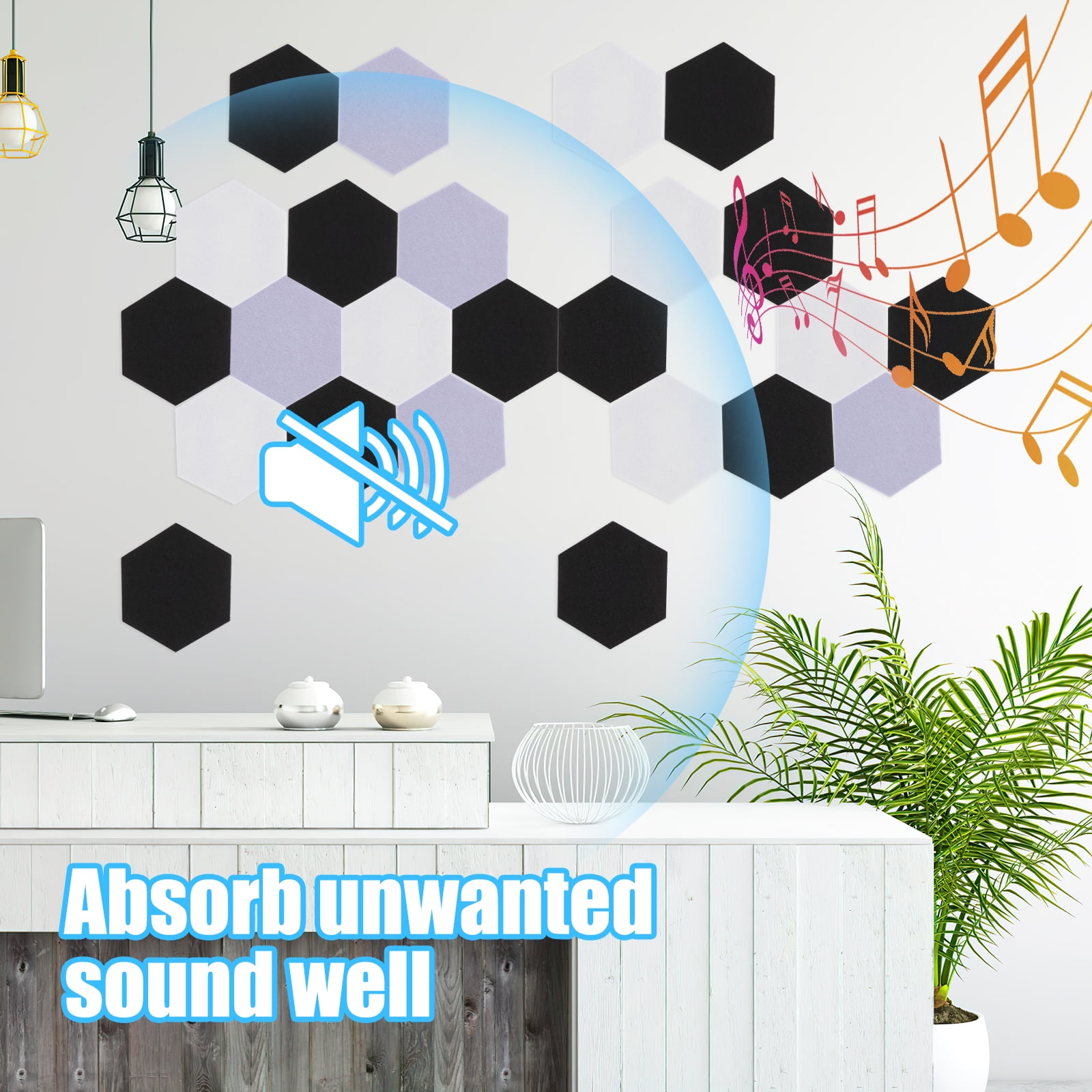 Himition 12pcs Acoustical Wall Panel Sound Insulation Material Hexagon Acoustic Panel