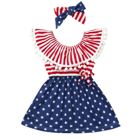 

Vedolay Princess Dresses For Girls Toddler Girls American Flag Dress Kids 4th of July Outfit Patriotic Summer Dresses Independence Day Clothe(Red 6-12 Months)
