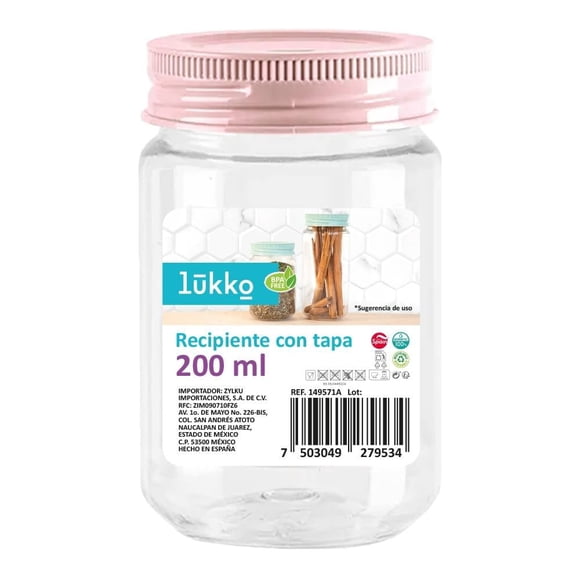 Bote Lukko de Plástico Redondo con Tapa 200ml