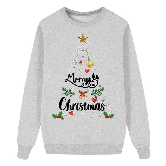 Gyexs Christmas Shirts for Family - Matching Christmas Sweaters for Family, Xmas Funny Holiday Pullover Tops Breathable Winter Clothes (Kid, Grey, 2-3 Years)