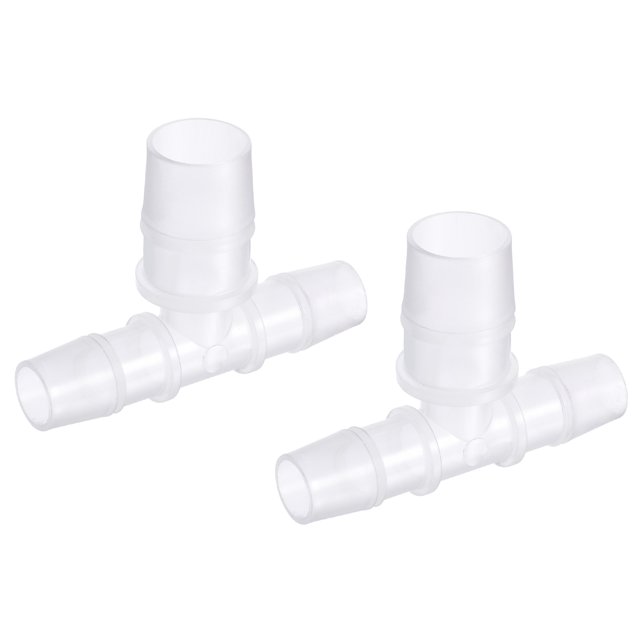 Unique Bargains 14x20x14mm OD PP Reducing Barb Hose Fitting Tee T Shape 3 Way Pipe Connector, Translucent 2 Pack