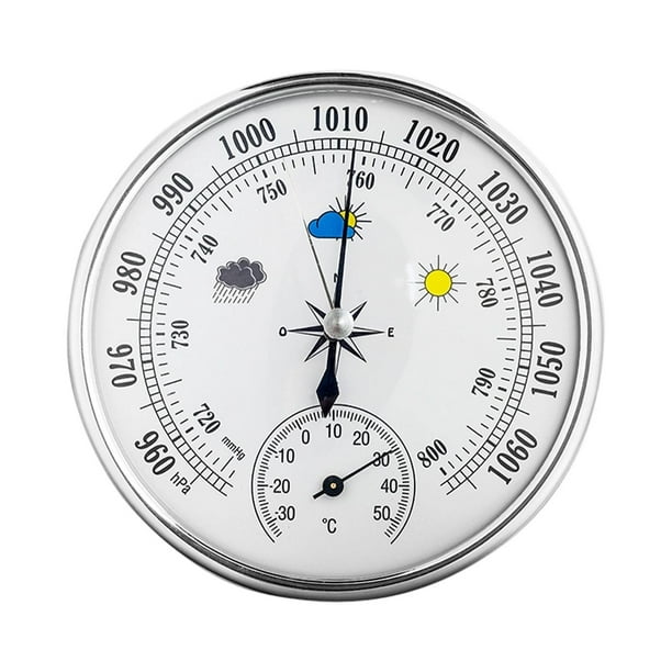 Barómetro de pared con de dial, instrumento meteorológico 2 en 1 para el hogar, manómetro de presión con movimiento mecánico y estación