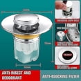 thumbnail image 4 of Wash Basin Core Bounce Drain Filter Up Bathroom Sink Plug Stopper Universal, 4 of 5