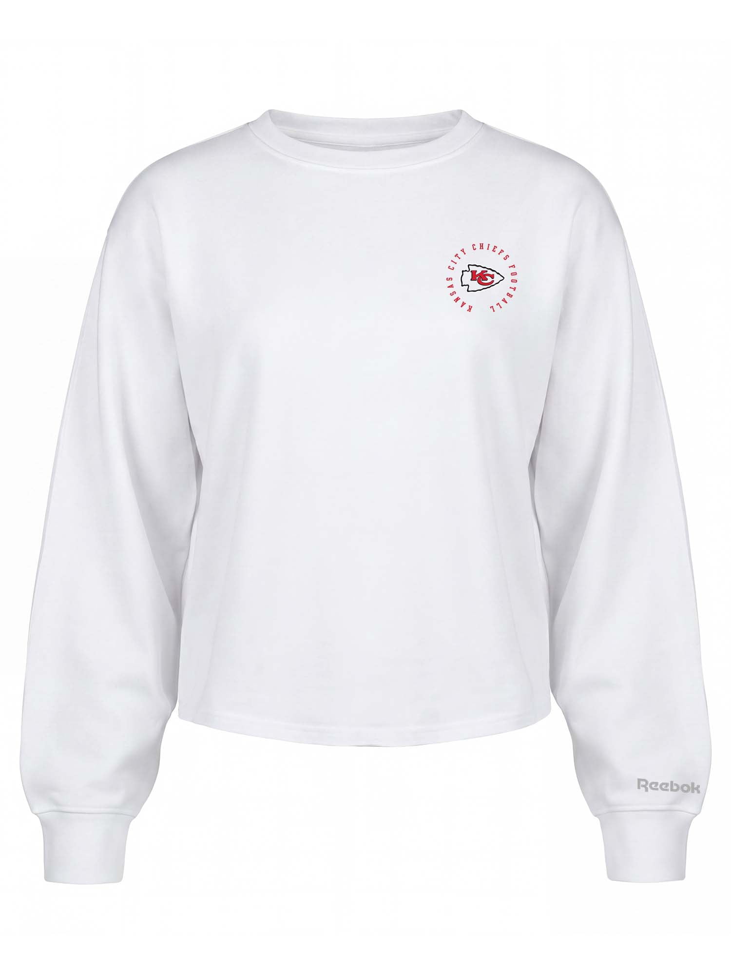 Kansas City Chiefs Reebok Womens White Heavyweight Cotton Long Sleeve Pullover
