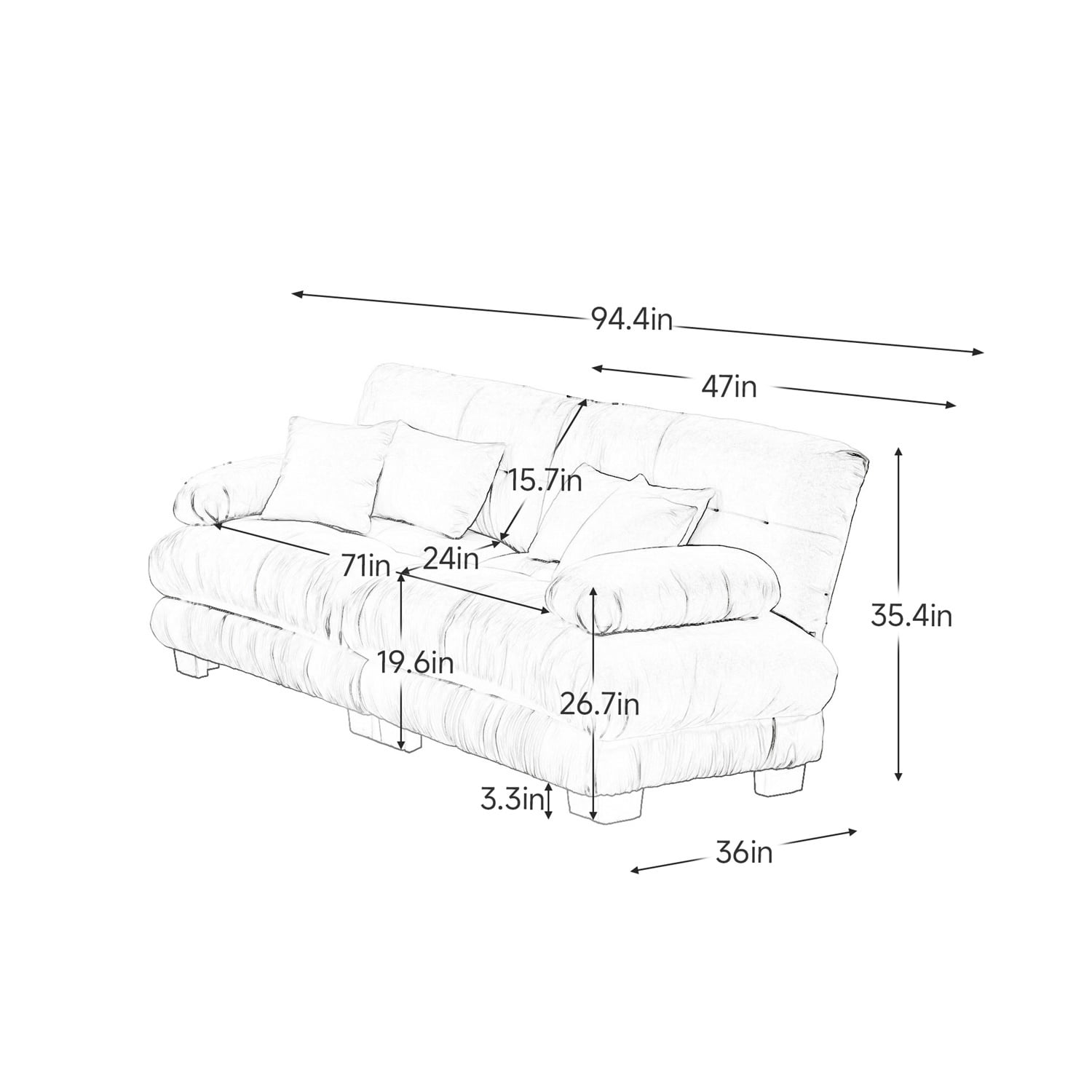Hommoo Chenille Fabric Cloud Couch Loveseat with 2 Lumbar Pillows and 2 Throw Pillows, 2 Seater Sectional Sofa Couches for Living Room Apartment, Green