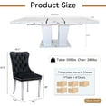 thumbnail image 5 of 7 Piece Extendable Dining Room Table Set for 6, 63"-79" Faux Marble Kitchen Table and 6 Black Tufted Chairs Set for 6, Modern Large Expandable Dinner Tables Set with White Double Columns Base, 5 of 9