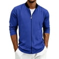 thumbnail image 4 of Men's Lightweight Polyester Jacket Stand Collar Long Sleeves Full Zip Elastic Cuff Casual Travel Rain Coat Windbreaker Outdoor Hiking Weekend Getaway | JASKFLY,Blue L, 4 of 6