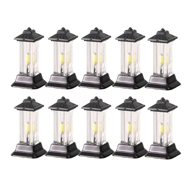 10 unidades de luces para caminos de césped exterior a escala 1:100 para muebles y escenas de la vida cotidiana hechas a mano. Blanco cálido