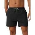 thumbnail image 1 of Pantalones cortos de baño INSPIRE CHIC para hombre con cintura con cordón, bolsillos laterales y forro de malla 34 Negro, 1 of 5