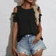 thumbnail image 2 of Gibobby Casual Playera de Manga Corta para Mujer Camiseta manga corta con cuello redondo y hombros descubiertos para mujer para uso informal(Negro,XL), 2 of 5