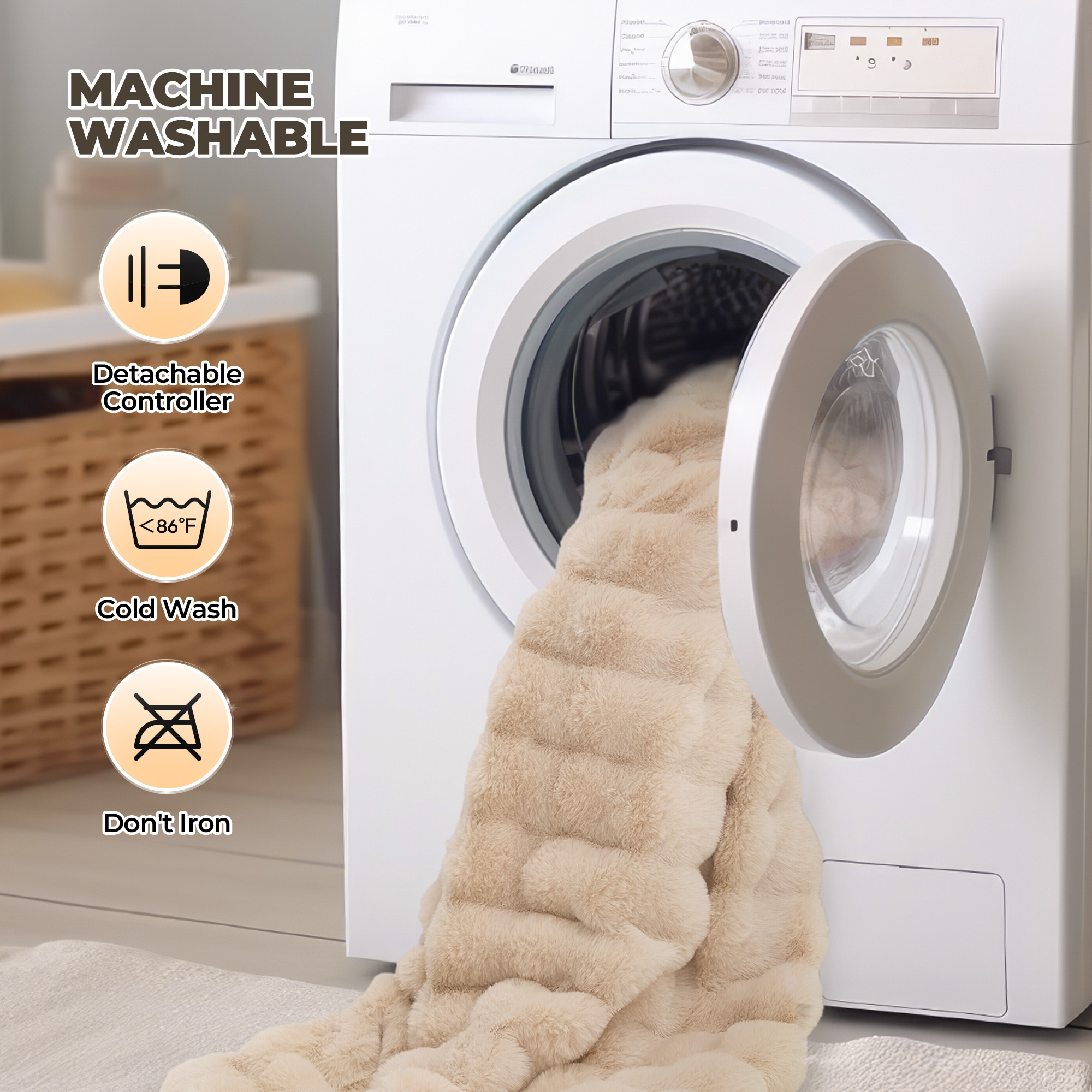 MARNUR Electric Heated Throw Blanket, 50x60 Inches, Khaki photo 7