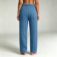 thumbnail image 6 of Kaemgyyd Women's Pajama Pants Elastic Waist Fleece Pj Bottoms Texture Loungewear Trousers Comfy Soft Straight Leg Pants（Blue,One Size）, 6 of 7