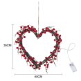 thumbnail image 3 of Guirnalda de corazón del día de San Valentín Baya roja con luces Decoración de la puerta principal Interior Fiesta al aire libre XBTCLXEBCO corona con 20 luces LED con frutos rojos artificiales, 3 of 5