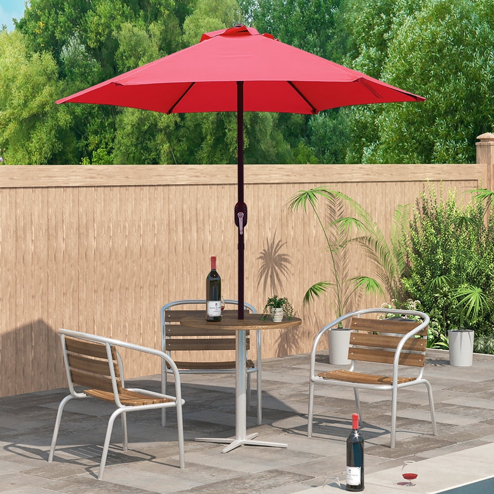Abble 7.5ft Patio Umbrella with Crank Outdoor Market Umbrella with 6 Ribs for Garden Deck Backyard Pool, Red