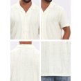 thumbnail image 7 of DARING DIVA Men's Camp Collar Button Down Short Sleeve Distressed Ripped Shirts 3XL Beige, 7 of 7