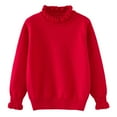 thumbnail image 2 of Fall/Winter Saving! HVOBTTY Kid's Turtleneck Knited Sweater, Toddler Fall Pullover Sweater, Girls Casual Turtleneck Ruffle Long Sleeve Knit Sweater Pullover Base Layering Top Red, 15-16 Years, 2 of 4