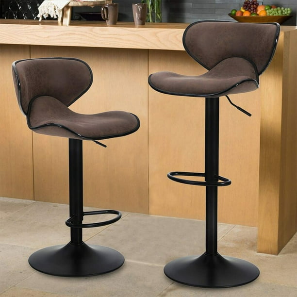 MF Studio 2PCS Metal Bar Stools Upolstered Counter Height Swivel