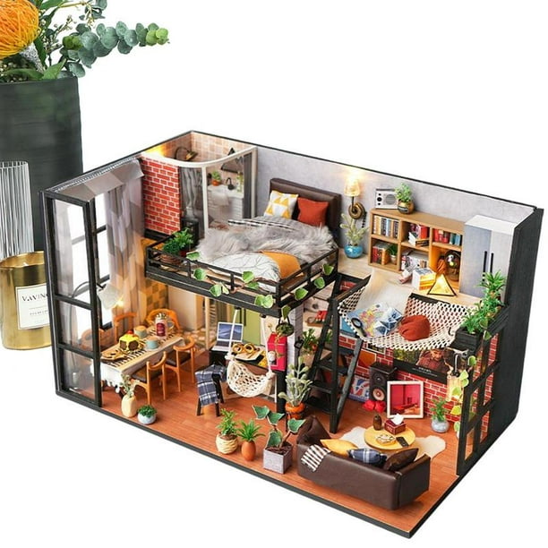 Hywell Diy Dollhouse Kit Miniature Doll House Accessories Hand Assembled To Make Attic Building Model Toys With Lights Boys Girls Toys Other China