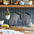 thumbnail image 2 of KITCHENAID Gingham Oven Mitt 2-Pack Set, Matte Black, 7"x13", 2 of 5